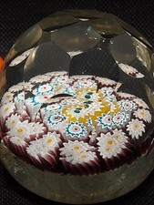 VINTAGE-MURANO GLASS-MILLFIORI/ FACETED-PAPERWEIGHT