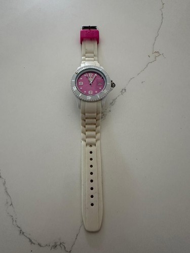Quartz ice watch - quartz, white/pink