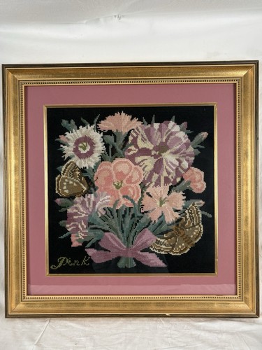 Vintage framed needlepoint - framed,