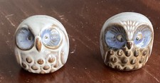 Pair 1970s Pottery Owls Both