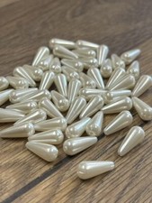 Teardrop Beads Imitation Faux Pearl, Cream Wedding Sewing 14 x 6mm P.15