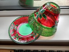 Yankee Candle Red & Green Holly Glass Large Shade and Tray