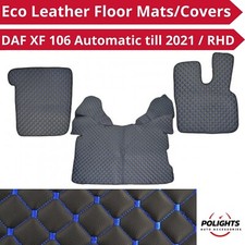 for Drive DAF XF 106 Auto RHD 3 pcs Black & Blue Floor Mats Eco Leather Covers
