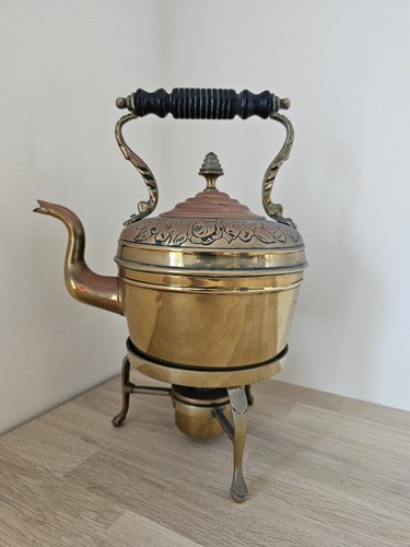 Vintage antique brass kettle - vintage,