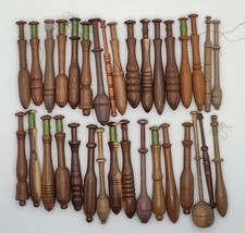 A Collection Of Antique & Vintage Wood Wooden Treen Lace Bobbins (33 Pieces)