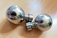 Dunelm Curtain Pole Finials Ends for 28mm Diameter Poles Chrome Metal Pack of 2