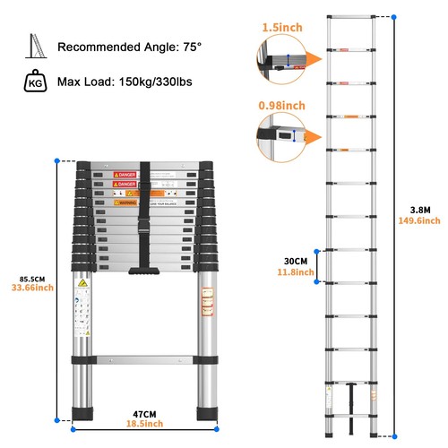Telescopic ladder 150kg heavy - telescopic,