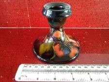 MOORCROFT RARE Vintage Flambe Hibiscus Dwarf Candlestick.Exceptional Colours