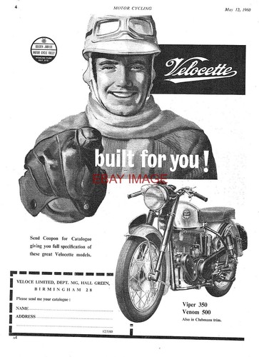 Original 1960 advert velocette - 1960,