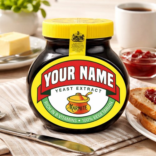 Personalised marmite jar label - marmite,