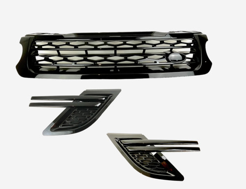 Gloss black front grille - black, side