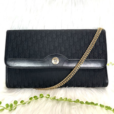 Christian Dior Trotter Chain Shoulder Bag Canvas Black
