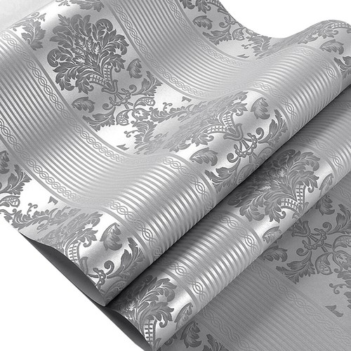 Silver grey damask - grey,