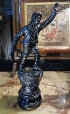 Antique 19th Century Bronze Spelter Figure Fisherman Sculpture 16.5" Tall