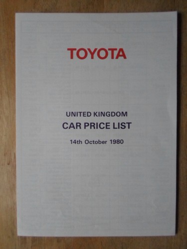 Toyota range 1980 mkt price - range,
