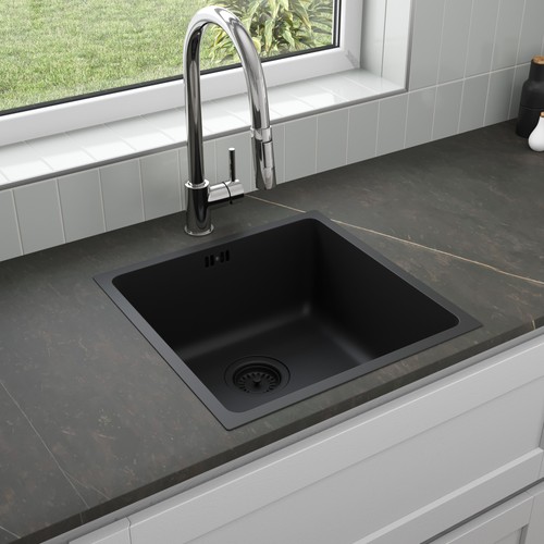 Grey inset kitchen - inset, sink