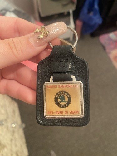 Vintage skoda leather keyfob - leather,