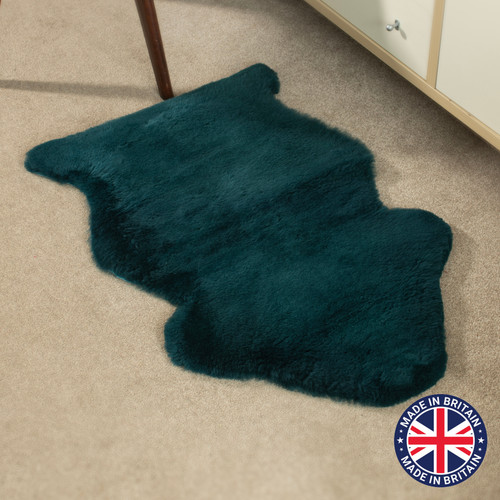 Teal green sheepskin rug - teal,