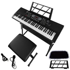 Digital Piano Keyboard 61 Keys Set – Portable with Stand, Stool, Microphone UK