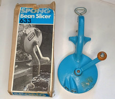 Vintage Spong Runner Bean Slicer Blue No 633 Table Mounted Box
