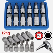 ALLEN KEY / HEX BIT SOCKET SET 12pc 1/2" Drive 5mm to 22mm - H5 to H22 Tool UK