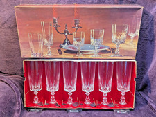 6x Boxed Cristal d'Arques "Louvre" Lead Crystal Champagne Flutes ~ 160ml ~ VGC