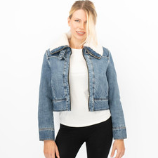 Mango Womens Denim Jacket Faux