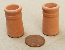 Dolls House Terracotta Chimney Pots 2 Plant 3.2cm 1:12 Scale 660 tumdee