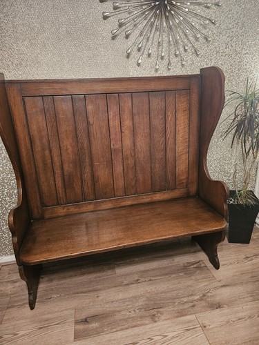 Antique high backed oak settle - antique,