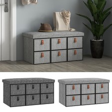 Shoe Bench with Seat, Shoe Storage Bench with Fabric Drawers