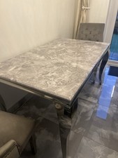 White And Grey Marble Dining
