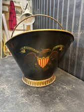Vintage E Pluribus Unum Mid Century Hand painted  Coal Bucket