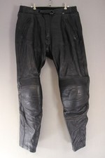 RICHA BLACK LEATHER BIKER TROUSERS WITH CE KNEE ARMOUR: WAIST 36"/INSIDE LEG 32"