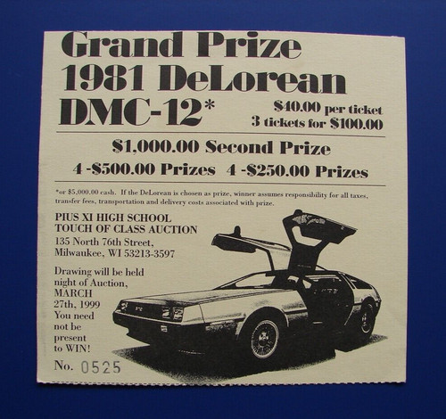 1981 dmc delorean raffle - delorean,