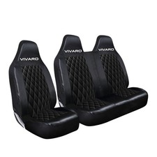FOR VAUXHALL VIVARO (2014-2020) - BLACK DIAMOND QUILTED LEATHER VAN SEAT COVERS