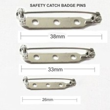 QUALITY SAFETY CATCH STEEL BROOCH BACK PINS 38, 33, 26 & 20mm BAR PIN BADGE CL3