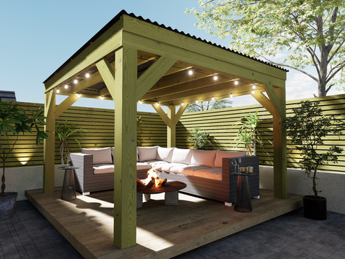 Chunky wooden box pergola with - chunky,