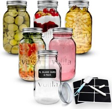 6-Pack 1L Mason Jars Leakproof
