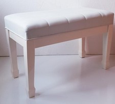 Piano Bench Duet Stool ~ White High Gloss & Faux Leather and Under Seat Storage.