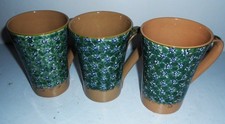 NICHOLAS MOSSE IRELAND POTTERY  GREEN LAWN  SET OF 3 TALL 5.5"  MUGS RARE