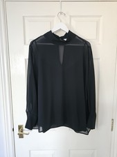 M&S Chiffon Blouse & Camisole Size 22 Black Long Sleeves 2 Pieces Occasion 