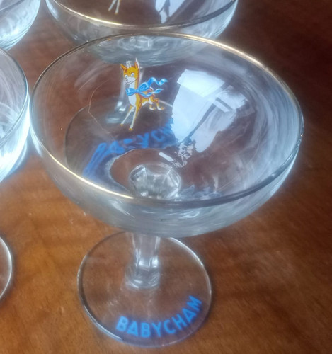 Babycham glass gold - x, rimmed