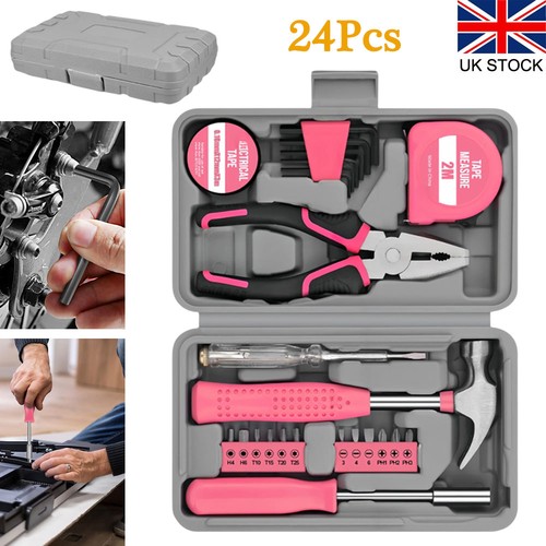 Pink tool box set 24pcs - box, ladies