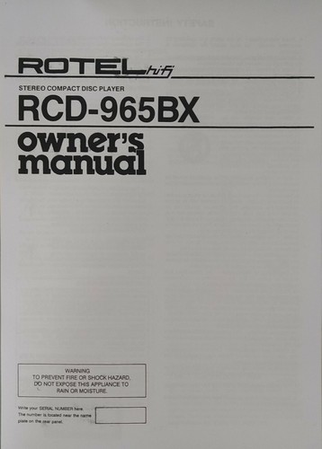 Rotel rcd 965bx compact disc - rcd-965bx,