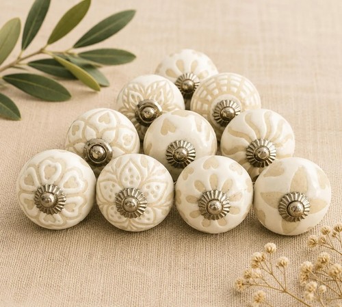 Cream knobs stone oatmeal