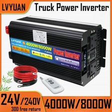 4000W 8000W Power Inverter 24V to 240V LCD Dual Sockets Converter USB Converter