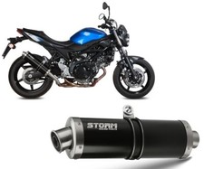 Terminale Scarico Storm by Mivv Oval Nero acciaio per Suzuki Sv 650 2016 > 2023