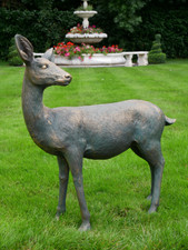 Large Resin Life Size Standing Deer Doe Garden Ornament Statue Sculpture