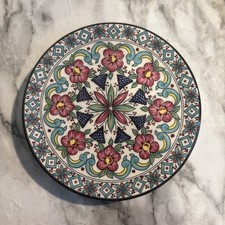 CERAPLAT Mini Decorative Plate Made in Spain Blue, Green, White Flowers 3.25"