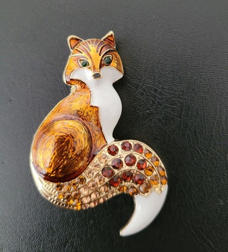 Crystal fox brooch pendant - fox,